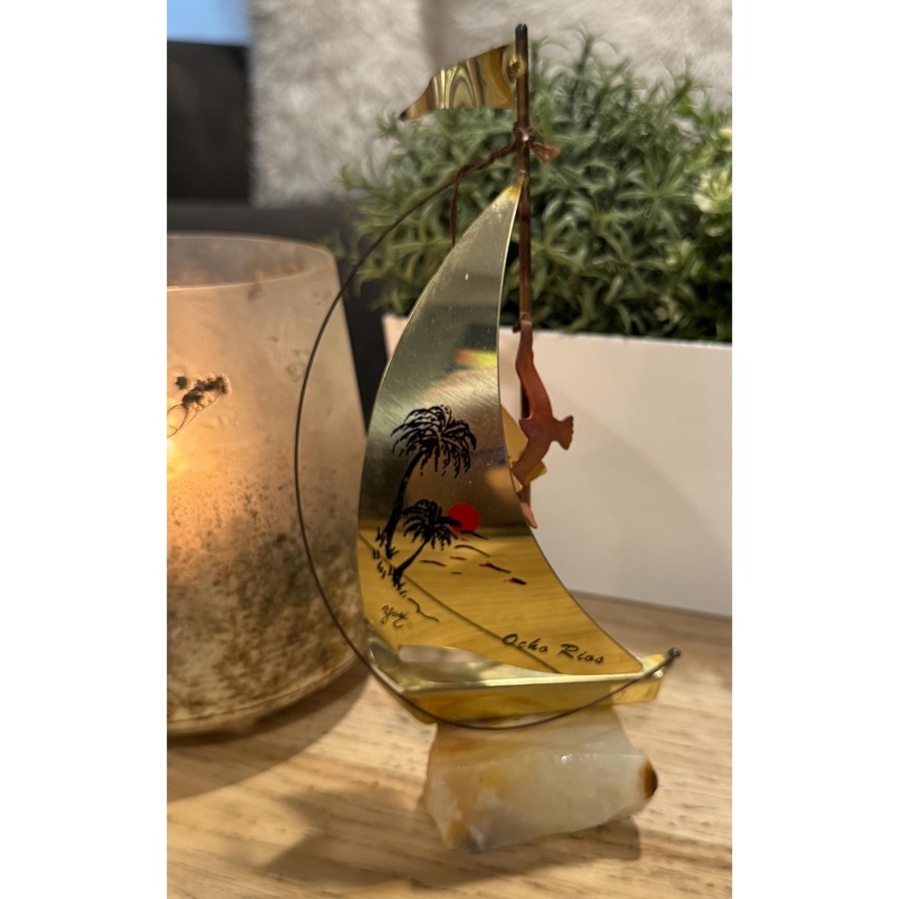 Yosi "A Touch of Class" Rock & Brass "Ocho Rios" Sailboat Decorative Piece